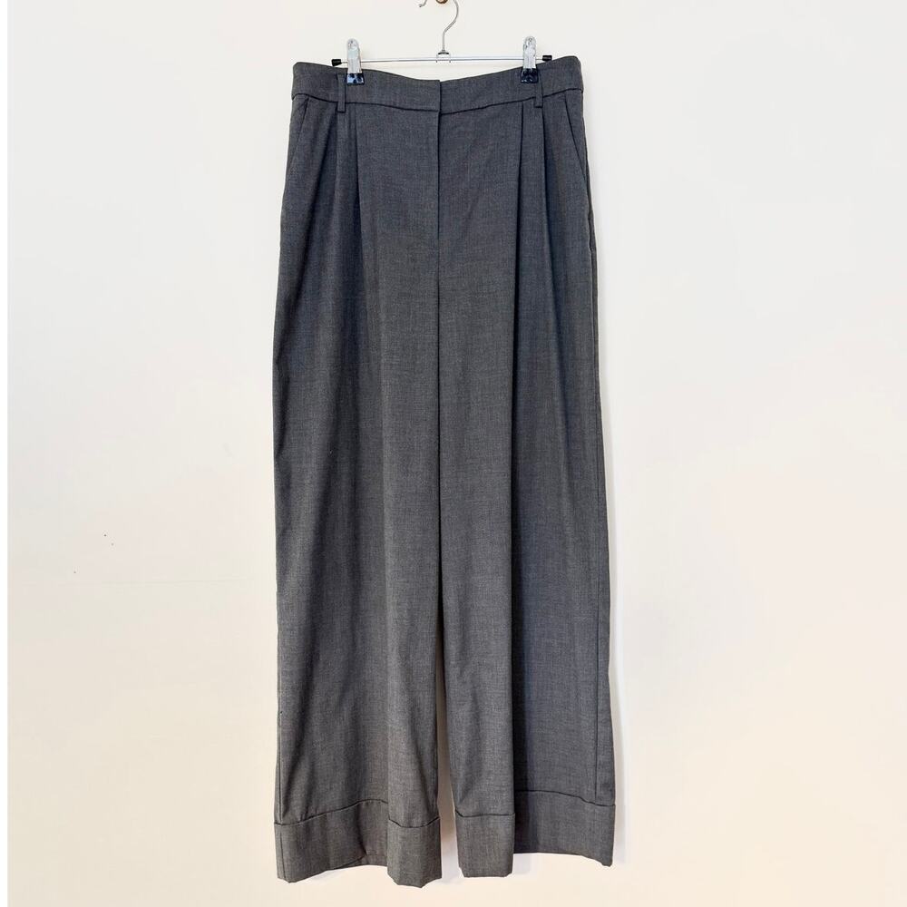 Express Super High Rise Wide Leg Pants in Charcoal Gray